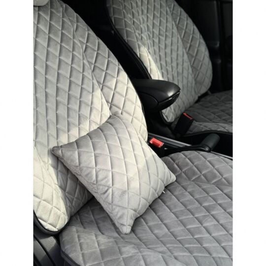 City Car Накидки з алькантари на передній ряд сидінь (сірий ромб/сіра нитка) 2шт. City Car Накидки з алькантари на передній ряд сидінь (сірий ромб/сіра нитка) 2шт.