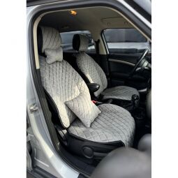 City Car Накидки з алькантари на передній ряд сидінь (сірий ромб/сіра нитка) 2шт.
