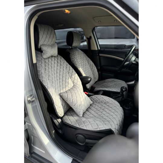 City Car Накидки з алькантари на передній ряд сидінь (сірий ромб/сіра нитка) 2шт. City Car Накидки з алькантари на передній ряд сидінь (сірий ромб/сіра нитка) 2шт.