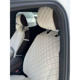 City Car Накидки з алькантари на передній ряд сидінь (бежевий ромб/бежева нитка) 2шт.