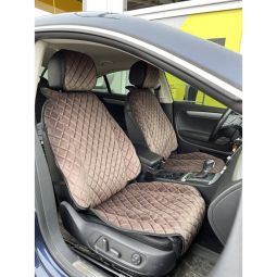 City Car Накидки з алькантари на передній ряд сидінь (коричневий ромб/коричнева нитка) 2шт.