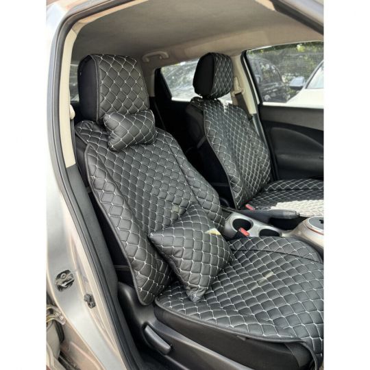 City Car Накидки з екошкіри на передній ряд сидінь (чорний ромб/сіра нитка) 2шт.