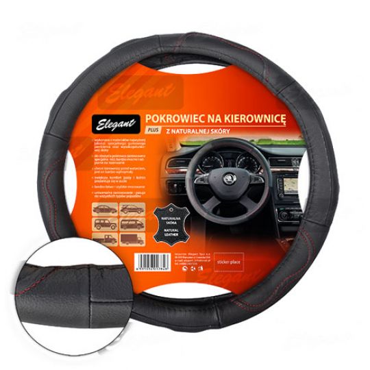 Elegant Чехол на руль кожа (массажер + красная нитка) EL105 611