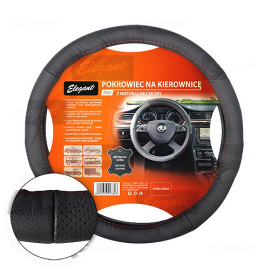 Elegant Чехол на руль кожа (массажер перфорированный + красная нить) EL105 646