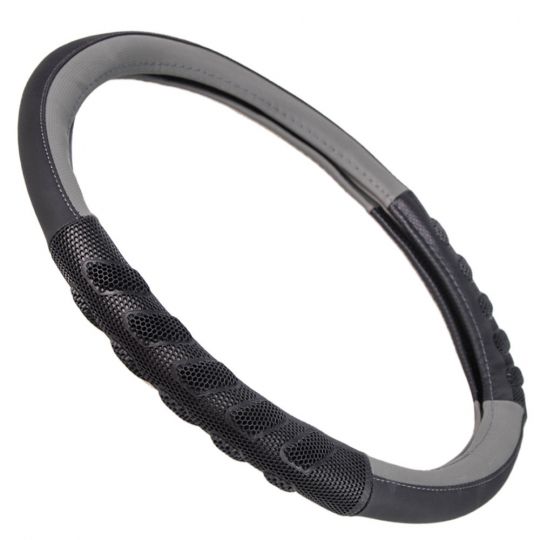 Штурмовик Оплетка на руль (каркасная) Ш-193002, размер M, Кожзам черный с серым Штурмовик Оплетка на руль (каркасная) Ш-193002, размер M, Кожзам черный с серым