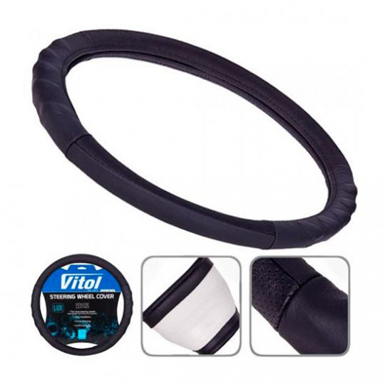 Vitol Оплетка на руль (каркасная) B 136, размер L, БО Перфорированная кожа Черная
