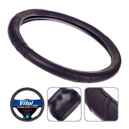 Vitol Оплетка на руль (каркасная) 16280B, размер S, кожзам Черный
