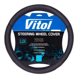 Vitol Оплетка на руль (каркасная) 2040, размер L, БО кожа Черная