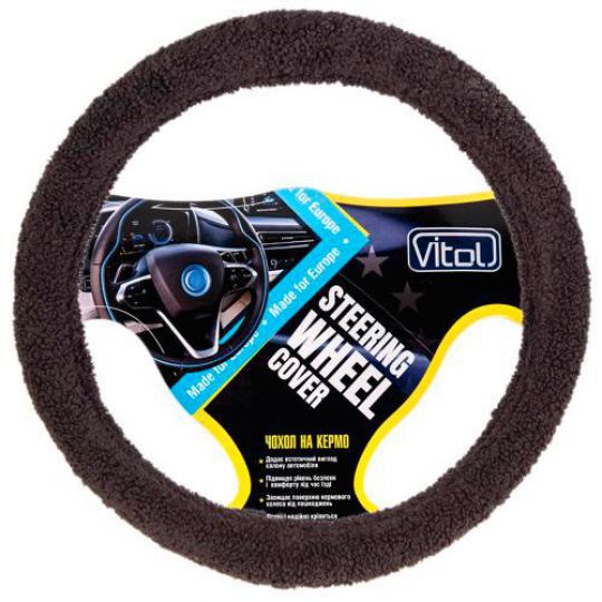 Vitol Оплетка на руль (каркасная) VJX 163078 BK, размер M, Мех черный