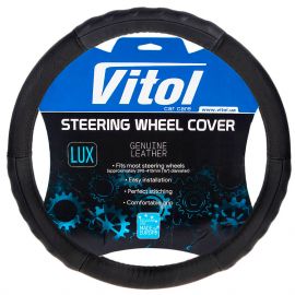 Vitol Оплетка на руль (каркасная) B 317, размер L, БО кожа Черная