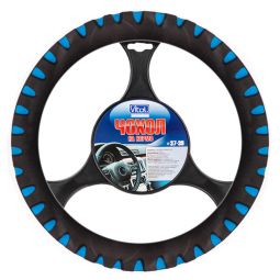 Vitol Оплетка на руль (эластичная) F 14024, универсальная, Неопрен Черный с синими вставками