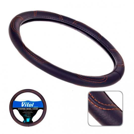 Vitol Оплетка на руль (каркасная) F 16113, размер S, Кожзам Черный