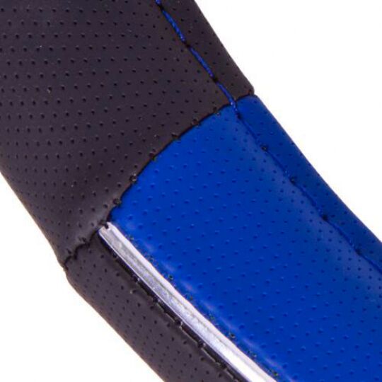 Vitol Оплетка на руль (каркасная) JU 080204BL, размер L, Кожзам Черный с синими вставками