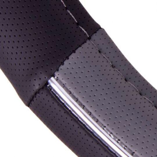 Vitol Оплетка на руль (каркасная) JU 080204GY, размер L, Кожзам Черный с серыми вставками