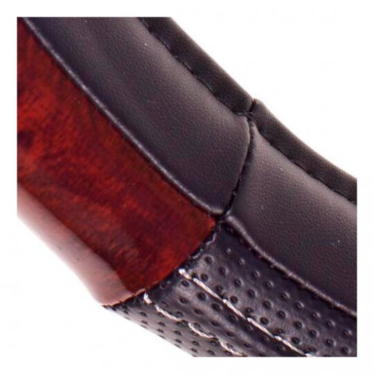 Vitol Оплетка на руль (каркасная) PU 100606, размер L, Черный кожзам с вставкой под красное дерево Vitol Оплетка на руль (каркасная) PU 100606, размер L, Черный кожзам с вставкой под красное дерево