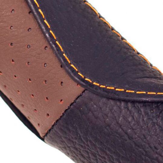 Vitol Оплетка на руль (каркасная) VL 676, размер M, БО, кожа Черная с коричневым