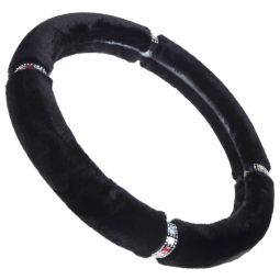 Vitol Оплетка на руль (каркасная) VLOD-F93, размер M, Мех на белой основе Черный