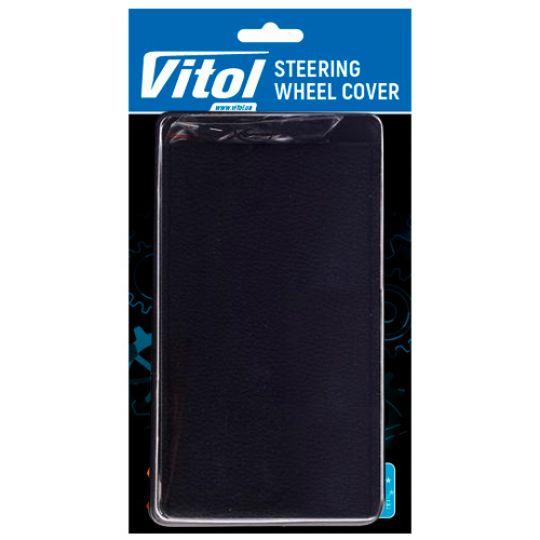 Vitol Оплетка на руль обшиваемая VSF68/4 (4 шва), размер M, Кожа Черная