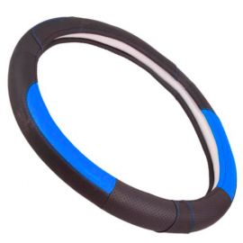 Voin Оплетка на руль (каркасная) VLOD-L2031 BK/BL, размер M, БО, Перфорированная кожа Черно-синий