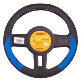 Voin Оплетка на руль (каркасная) VLOD-L2031 BK/BL, размер M, БО, Перфорированная кожа Черно-синий