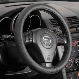 Voin Оплетка на руль (каркасная) VLOD-L949, размер M, БО, Перфорированная кожа Черная