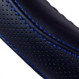 Voin Оплетка на руль (каркасная) VLOD-LF2161 BK R/BL, размер M, БО, Перфорированная кожа Черная/Flat