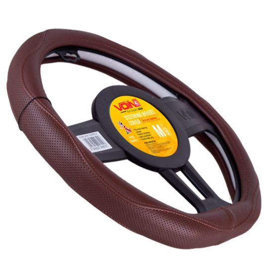 Voin Оплетка на руль (каркасная) VLOD-LF2161 BR размер M, Кожа Коричневый/Flat