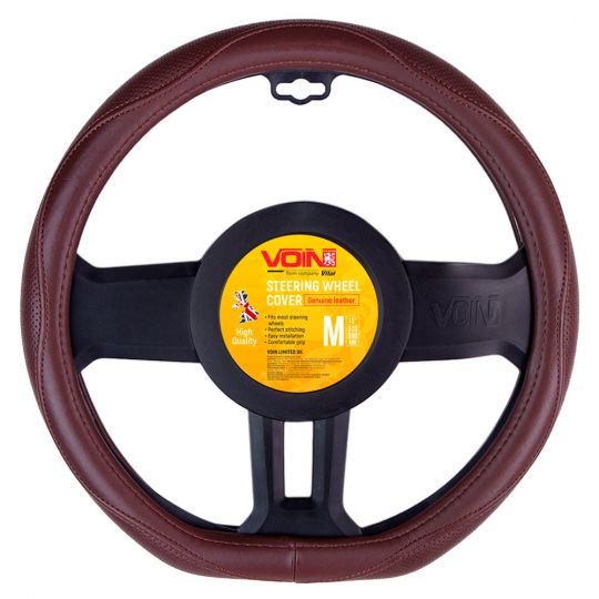 Voin Оплетка на руль (каркасная) VLOD-LF2161 BR размер M, Кожа Коричневый/Flat