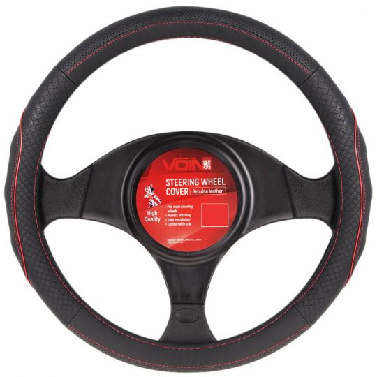 Voin Оплетка на руль (каркасная) VLOD-L282, размер M, БО, Перфорированная кожа Черная с красным Voin Оплетка на руль (каркасная) VLOD-L282, размер M, БО, Перфорированная кожа Черная с красным