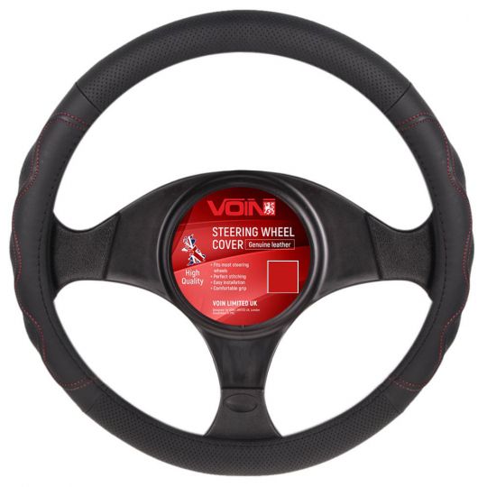 Voin Оплетка на руль (каркасная) VLOD-L283 BK, размер L, БО, Перфорированная кожа Черная с красной нитью Voin Оплетка на руль (каркасная) VLOD-L283 BK, размер L, БО, Перфорированная кожа Черная с красной нитью