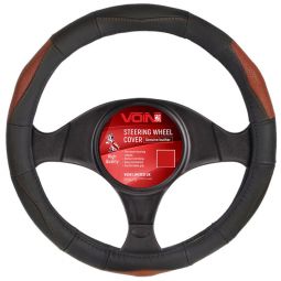 Voin Оплетка на руль (каркасная) VLOD-L285 BR, размер M, БО, Перфорированная кожа Черно-коричневая Voin Оплетка на руль (каркасная) VLOD-L285 BR, размер M, БО, Перфорированная кожа Черно-коричневая