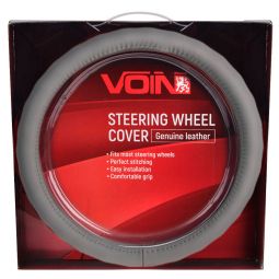 Voin Оплетка на руль (каркасная) VLOD-L974, размер M, БО, Кожа Серая