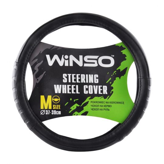 Winso 140120 Оплетка (чехол) на руль БО экокожа, черный с перфорацией