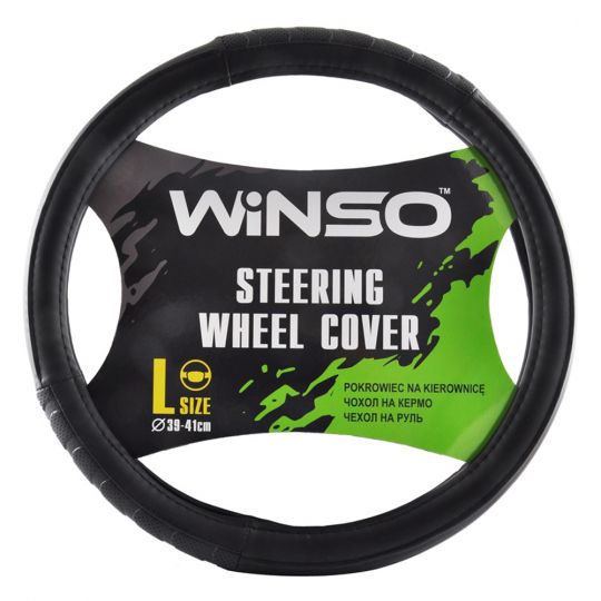 Winso 140130 Оплетка (чехол) на руль БО экокожа, черный с перфорацией