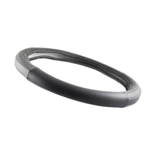 Winso 140320 Оплетка (чехол) на руль БО экокожа, черный с серыми вставками и перфорацией