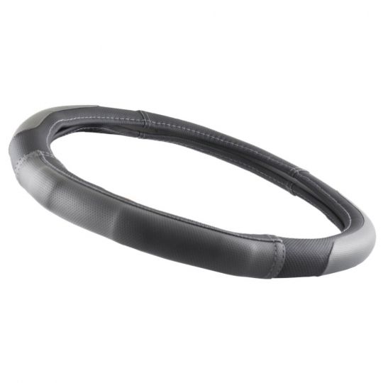 Winso 140630 Оплетка (чехол) на руль БО экокожа, черный с серыми вставками и перфорацией