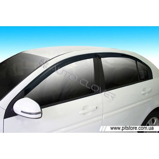 Auto Clover Дефлекторы окон на KIA RIO II '05-11 седан (накладные)