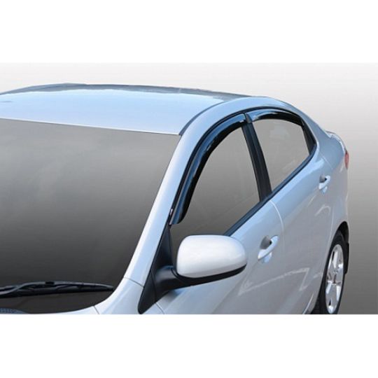 Azard Дефлекторы окон на Kia Rio III '11- седан (ПК, накладные) Azard Дефлекторы окон на Kia Rio III '11- седан (ПК, накладные)
