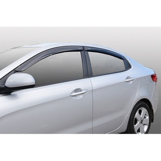 Azard Дефлекторы окон на Kia Rio III '11- седан (ПК, накладные) Azard Дефлекторы окон на Kia Rio III '11- седан (ПК, накладные)