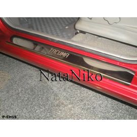 NataNiko Накладки на пороги для Chevrolet Tacuma '00-08 (Premium+carbon к-кт 4 шт.)