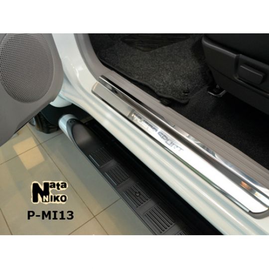 NataNiko Накладки на пороги для Mitsubishi Pajero Sport II '08-15 (Premium к-кт 4 шт.)