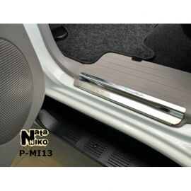 NataNiko Накладки на пороги для Mitsubishi Pajero Sport II '08-15 (Premium+carbon к-кт 4 шт.)