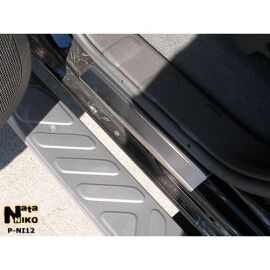 NataNiko Накладки на пороги для Nissan Navara III (D40) '05-14 (Premium+carbon к-кт 4 шт.)