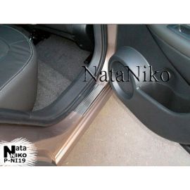 NataNiko Накладки на пороги для Nissan Qashqai +2 '08- (Premium+carbon к-кт 4 шт.)