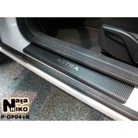 NataNiko Накладки на пороги для Opel Astra III (H) '04-10 4d (Premium+carbon к-кт 4 шт.)