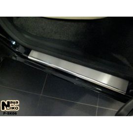 NataNiko Накладки на пороги для Skoda Roomster '06-15 (Premium+carbon к-кт 4 шт.)