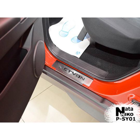 NataNiko Накладки на пороги для SsangYong Actyon '05-16 (Premium+carbon к-кт 4 шт.)