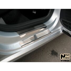 NataNiko Накладки на пороги для Volkswagen Polo V '09-17 седан (Premium+carbon к-кт 8 шт.)