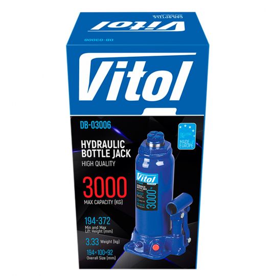 Vitol DB-03006 / T90304 Домкрат гідравлічний телескоп 3т [194-372]