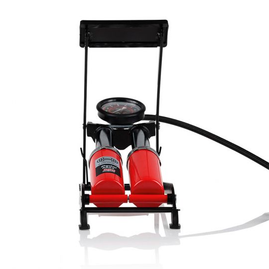 Автомобільний ножний насос Heyner PEDAL MAX PRO 225000 | Двоциліндровий насос із манометром, 65 см шланг, 3 адаптери